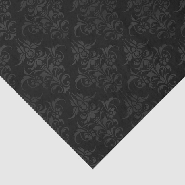 Papel De Seda Damasco Preto Gótico (Detalhes)