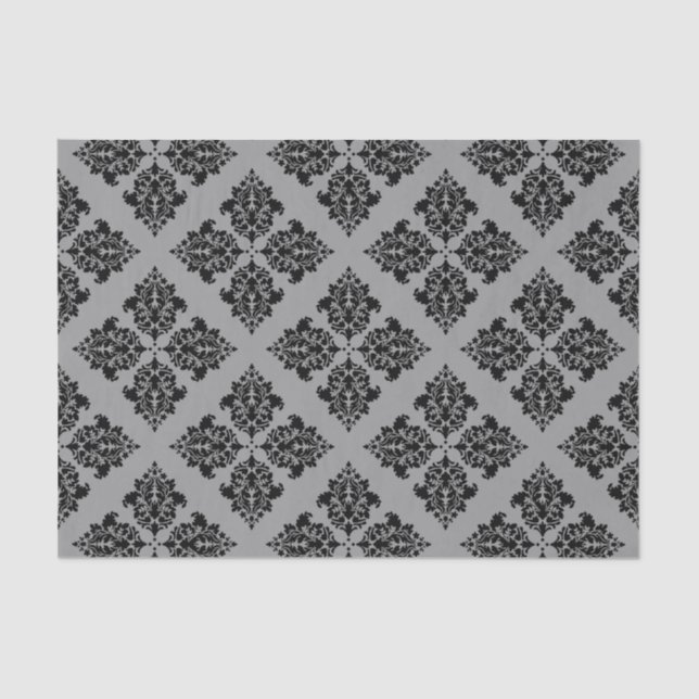 Papel De Seda Damasco Preto-marroquino (Frente )