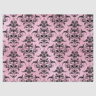 Papel De Seda Damasco Preto Único na Desmontagem Rosa