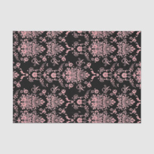 Papel De Seda Damasco Rosa e Preto