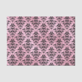 Papel De Seda Damasco rosa e preto