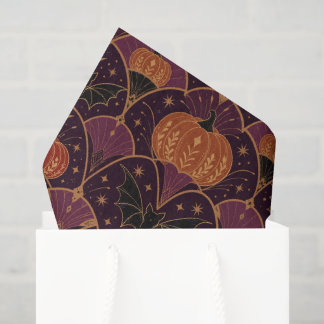 Papel de Seda Damask de Abóbora de Halloween Gótic
