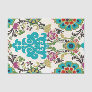 Papel De Seda Damask Floral Patternos Plum Turquoise