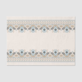 Papel De Seda Damask Ikat Embroiderme Boho Light Blue Decoupage