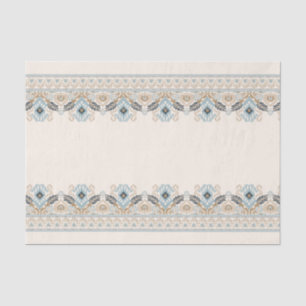 Papel De Seda Damask Ikat Embroiderme Boho Light Blue Decoupage