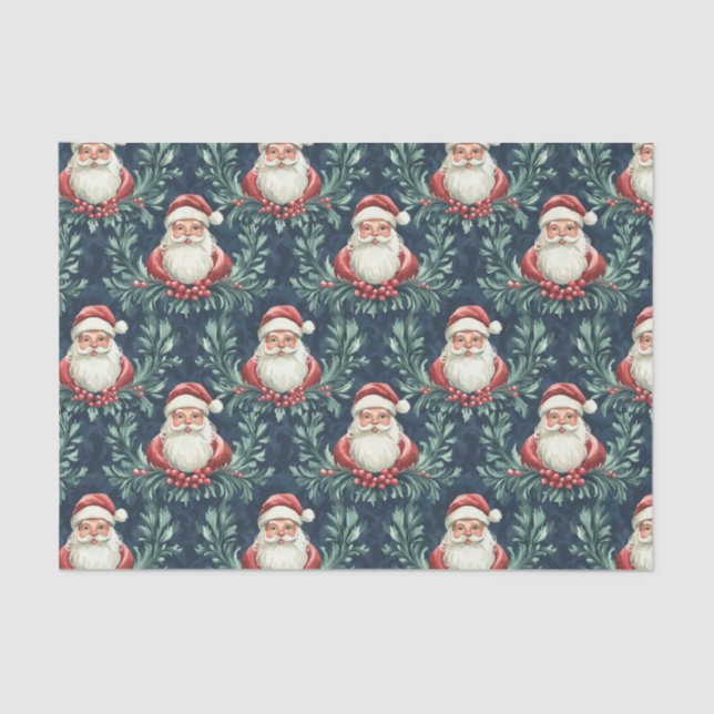 Papel De Seda Damask Pattern with Santa Claus Faces (Frente )