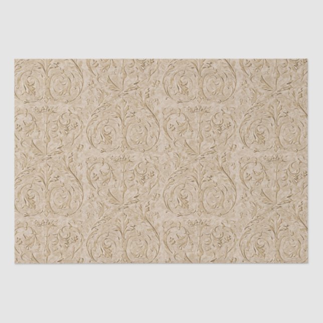 Papel De Seda Damask Renaissance Sepia Acanthus Leaf (Frente )