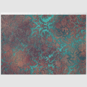 Papel De Seda Damask Rust-Teal Papier Mousseline-Tissue Paper