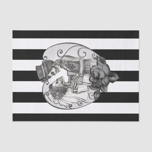 Papel De Seda Dança de Casamento de Casal de amor com esqueleto  (Frente )