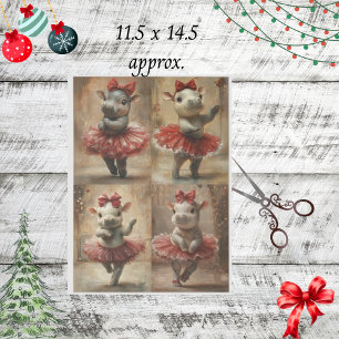Papel De Seda Dança de Hippo de Cute de Decoupage no Natal Tutu 