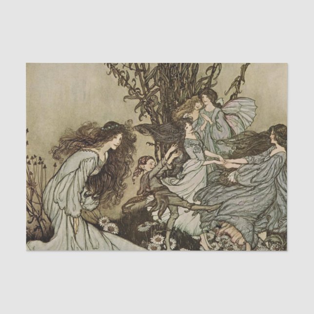 Papel De Seda “Dançando Com as Fadas” por Arthur Rackham (Frente )