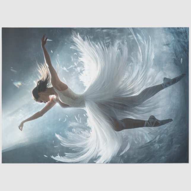 Papel De Seda Dançarina de Balé Whimsical em Branco (Frente )