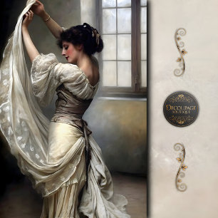 Papel De Seda Dançarina de Renda Vintage junto à Janela Decoupag