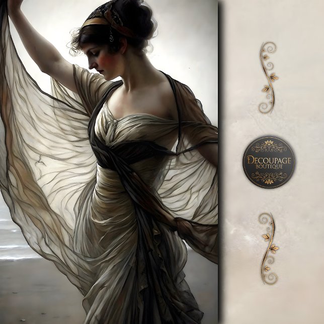 Papel De Seda Dançarina de vento à beira-mar na dissociação taup (Seaside Windswept Dancer by the Shoreline Decoupage Tissue Paper)