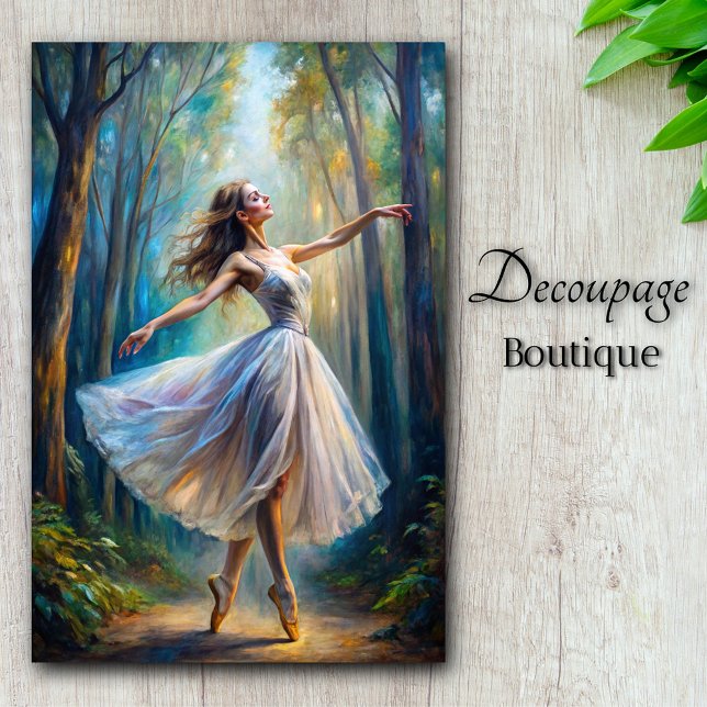 Papel De Seda Dançarina Etérea Decoupage (Ethereal Dancer Forest Ballet Decoupage Tissue Paper)