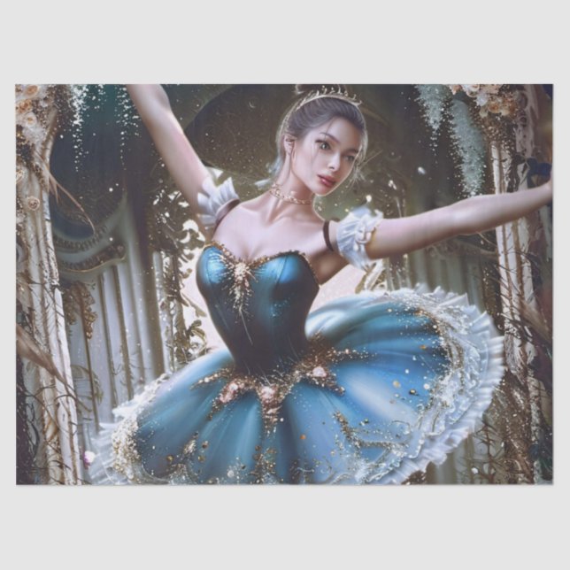 Papel De Seda Dançarino balé em uma embrulhada de presente de an (Frente )