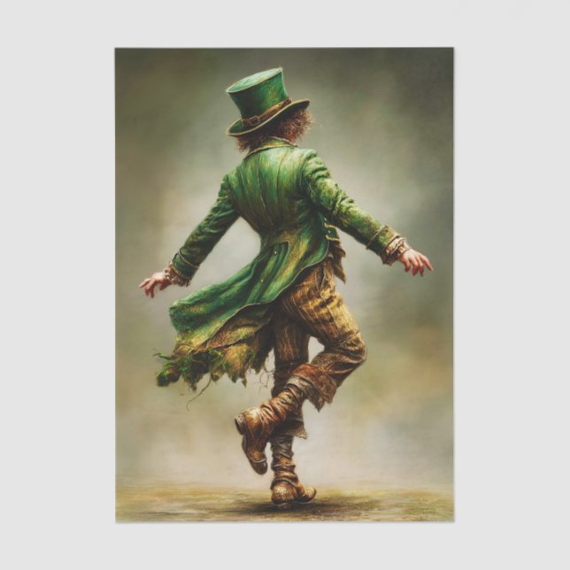Papel De Seda Dancing Leprechaun Irish Portrait FD6R Decoupage (Frente )