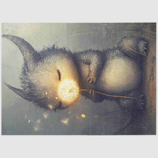 Papel De Seda Dandelion do Dragão da Criatura Branca de Discussã (Frente )