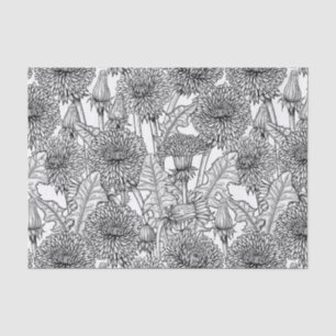 Papel De Seda Dandelions, black and white