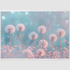 Papel De Seda Dandelions Cor-de-Rosa Blue Decoupage