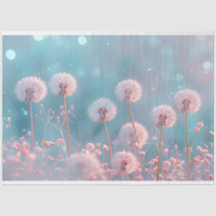 Papel De Seda Dandelions Cor-de-Rosa Blue Decoupage