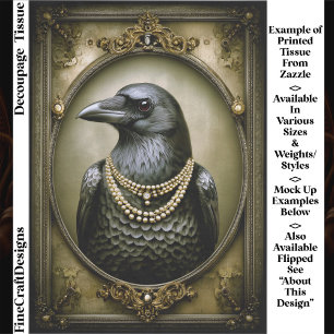 Papel De Seda Dark Academia Regal Raven & Pearls ET1L Decoupagem