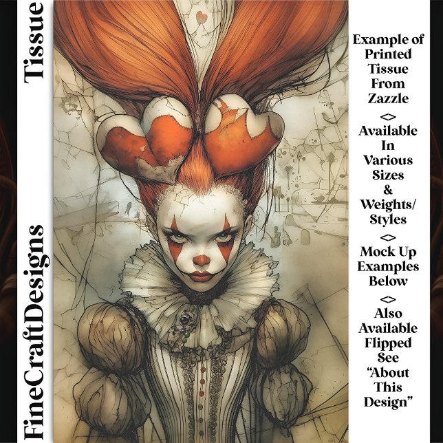 Papel De Seda Dark Circus Queen Hearts Harlequin DZ2L Decoupage (Criador carregado)