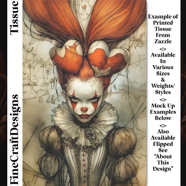 Papel De Seda Dark Circus Queen Hearts Harlequin DZ2R Decoupage (Criador carregado)