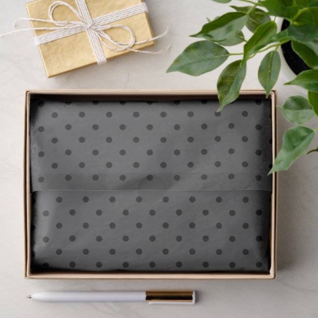 Papel De Seda Dark Grey With Black Polka Dots (Presente)