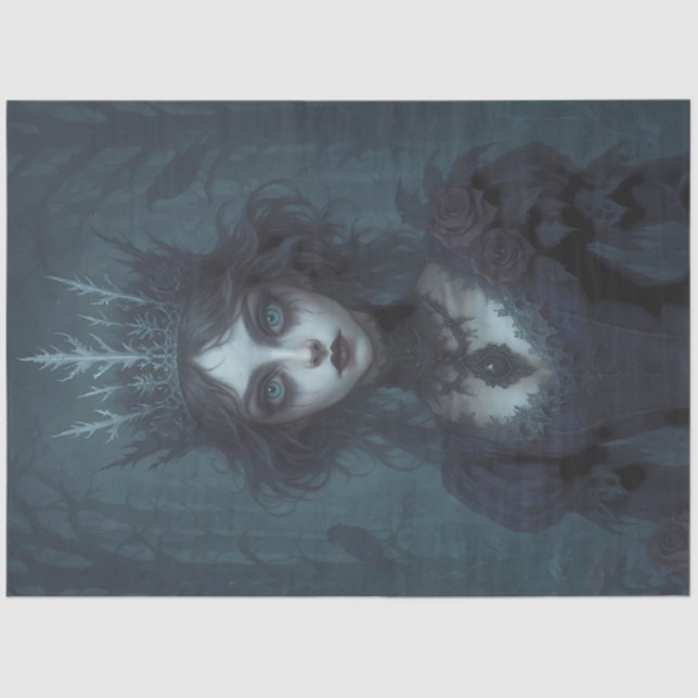 Papel De Seda Dark Ice Queen Decoupage  – Gothic Fantasy Winter (Frente )