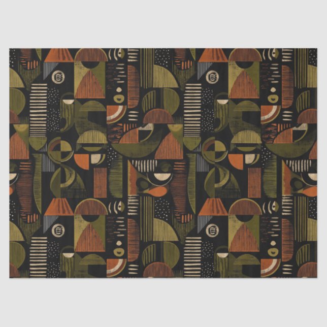 Papel De Seda Dark Mid Century Geometric Pattern (1) (Frente )