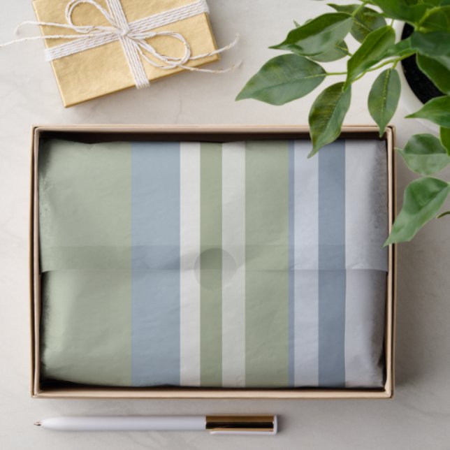 Papel De Seda Dark Pastel Blue and Spring Rain Stripes (Presente)