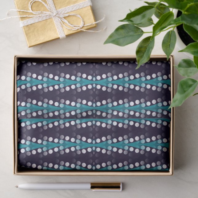 Papel De Seda Dark Purple Teal Arrow White Dots Pattern (Presente)