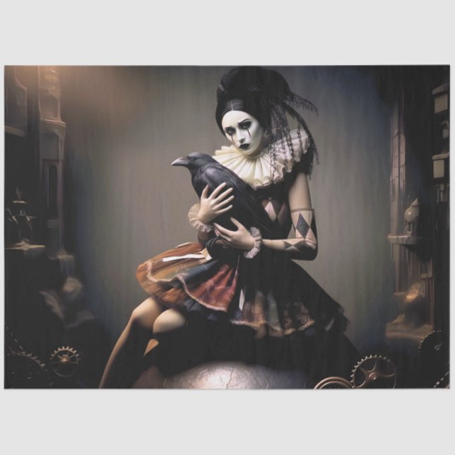 Papel De Seda Dark Romantic Raven Motif (Frente )