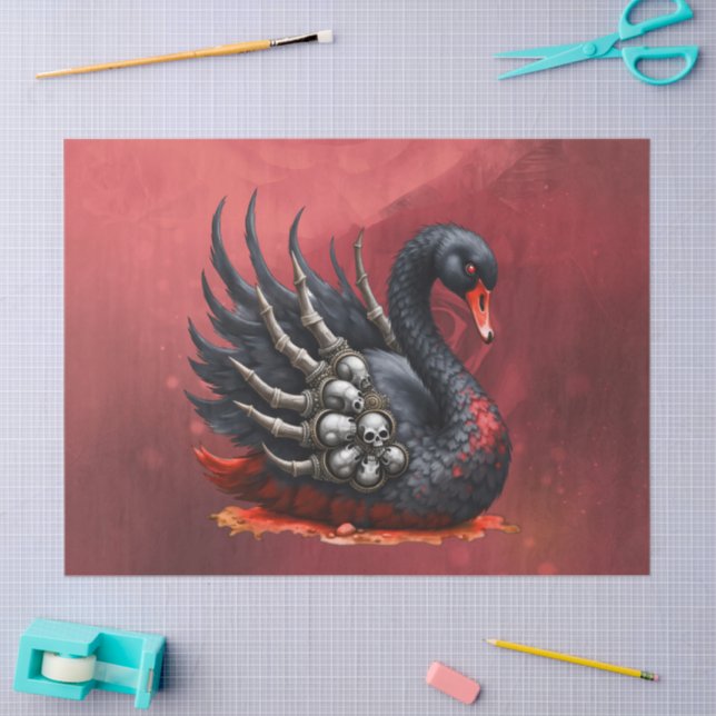 Papel De Seda Dark Swan of Bones – Gothic Elegance  (Arte )