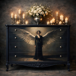 Papel De Seda Dark Winged Angel Dramatic Fine Art Decoupage