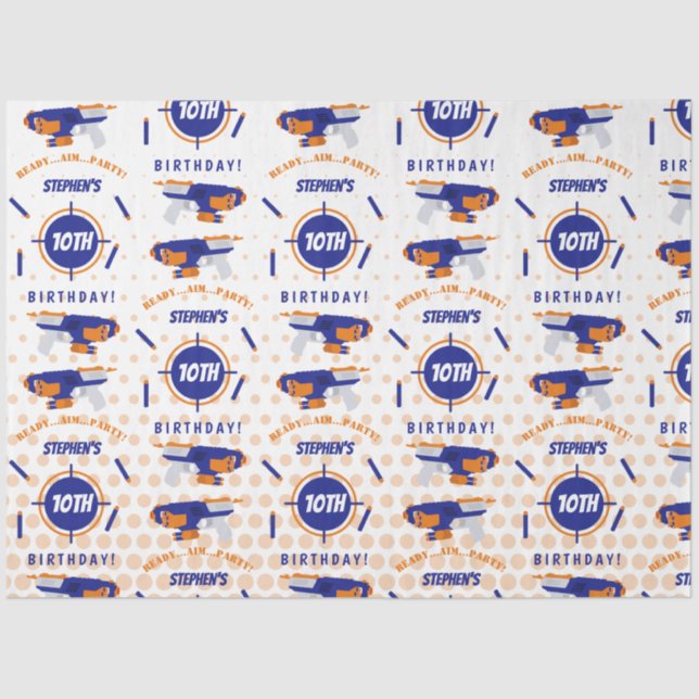 Papel De Seda Dart Gun Batalha de Boys Aniversário (Frente )