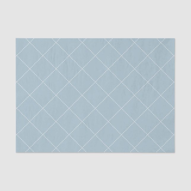 Papel De Seda Dashed Diamond Grid Geometric Dusty Sky Blue (Frente )