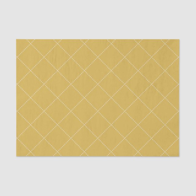 Papel De Seda Dashed Diamond Grid Geometric Mustard Gold (Frente )