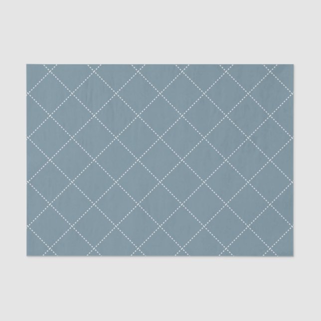 Papel De Seda Dashed Diamond Grid Geometric Slate Blue (Frente )