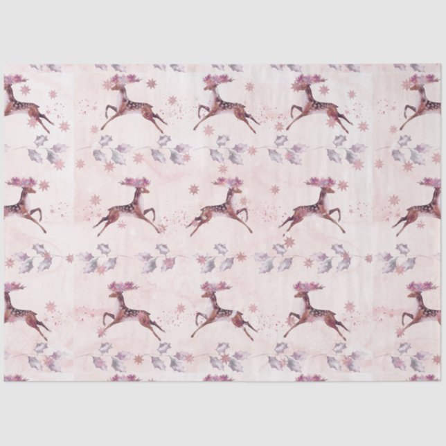 Papel De Seda Dashing Reindeer Deixa Flores de Natal (Frente )