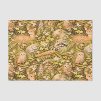 Papel de Seda de Animais da Floresta Cottagecore