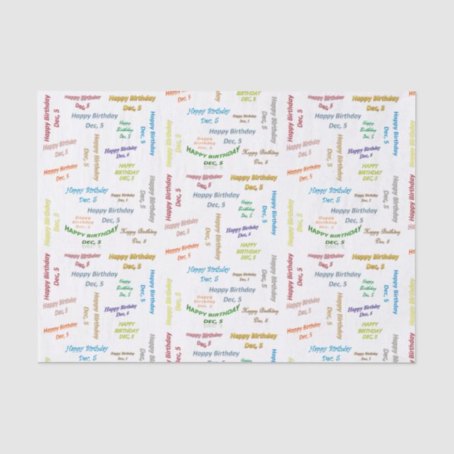 Papel de Seda de Aniversário de 5 de Dezembro (Frente )