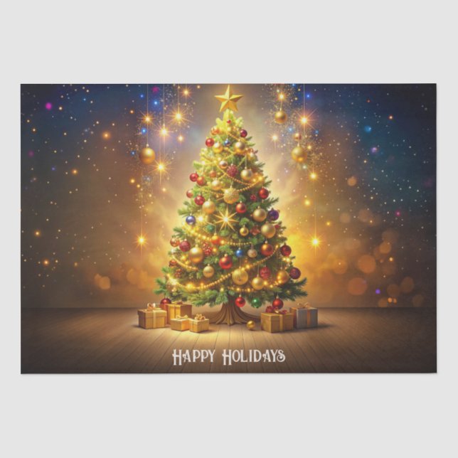Papel de Seda de Árvore de Natal Decorada (Frente )