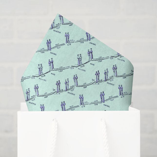 Papel de Seda de Aulas de Dança (Verde) (Sacola de presentes)