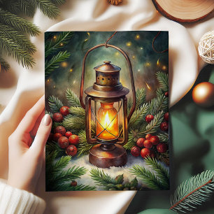 Papel de seda de azevinho de lanterna de Natal tra