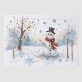 Papel de Seda de Boneco de Neve em Aquarela