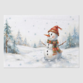 Papel de Seda de Boneco de Neve em Aquarela