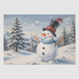 Papel de Seda de Boneco de Neve em Aquarela