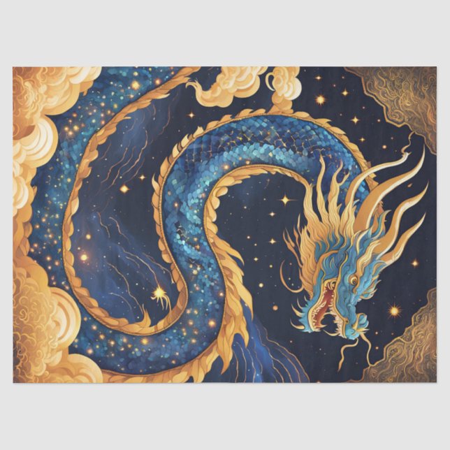 papel de seda de dragão chinês (Frente )